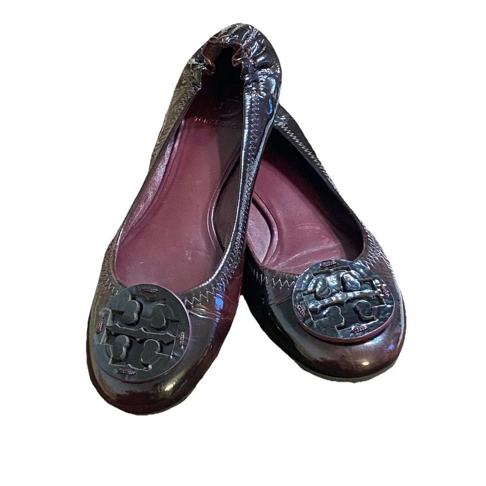 Tory Burch Womens Ballet Flats Dark Purple Color Size 7,5 /8 M In Mint Cond